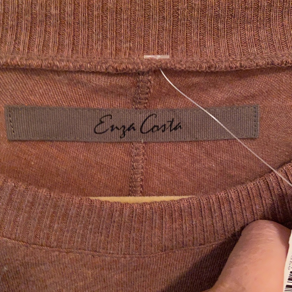 Enza Costa Long Sleeve Short Sleeve Tee in Dusty Mauve - Picture 4 of 4